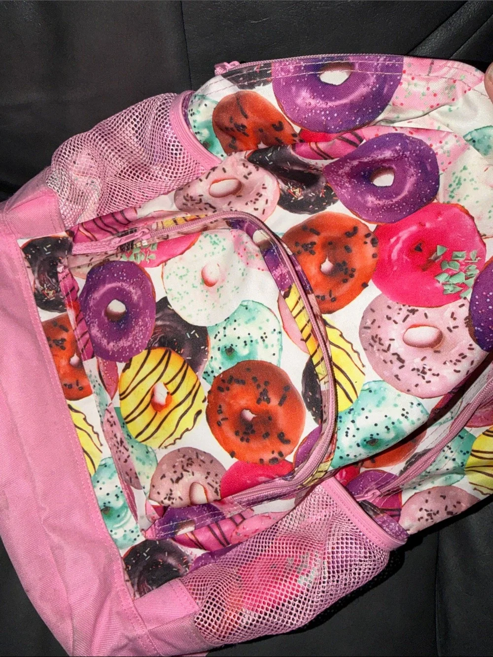 Kids Pink Donut Print Backpack - Cute School Bag large